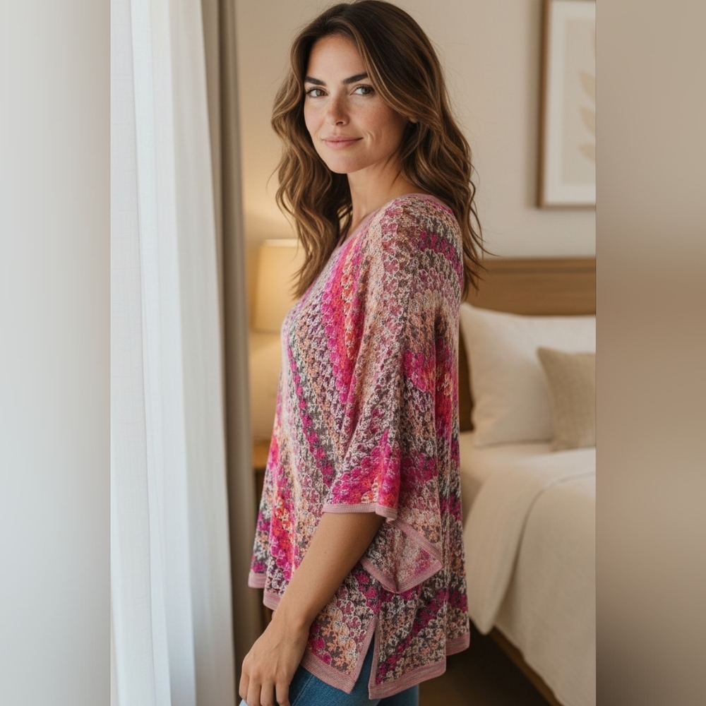 Boho style colorful woven women's blouse